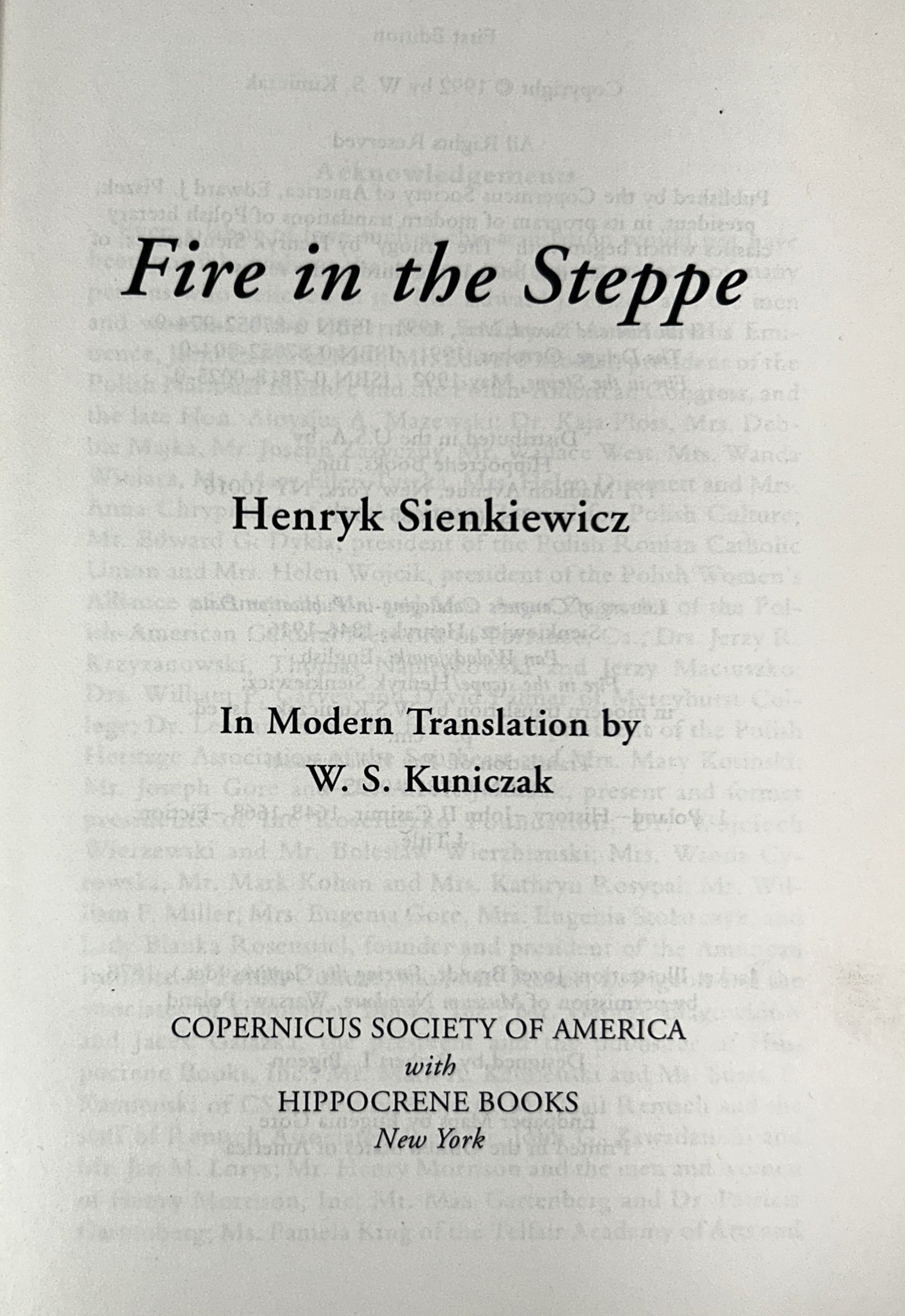 Fire in the Steppe by Henryk Sienkiewicz 1992 1st Edition