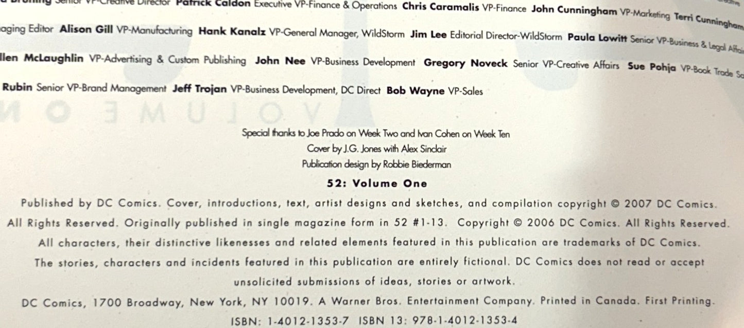 DC Comics: Set of 3 52 by Geoff Johns 2007