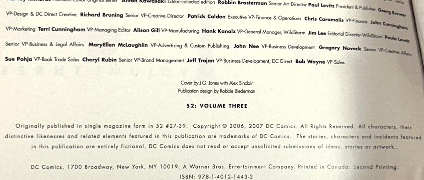 DC Comics: Set of 3 52 by Geoff Johns 2007