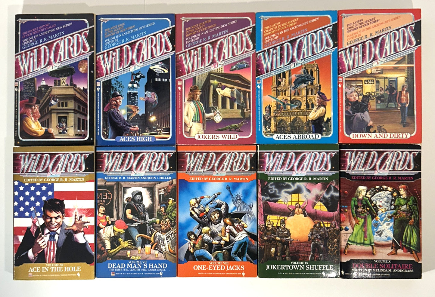 Set of 10 Wild Cards edited by George RR Martin 1987-1992