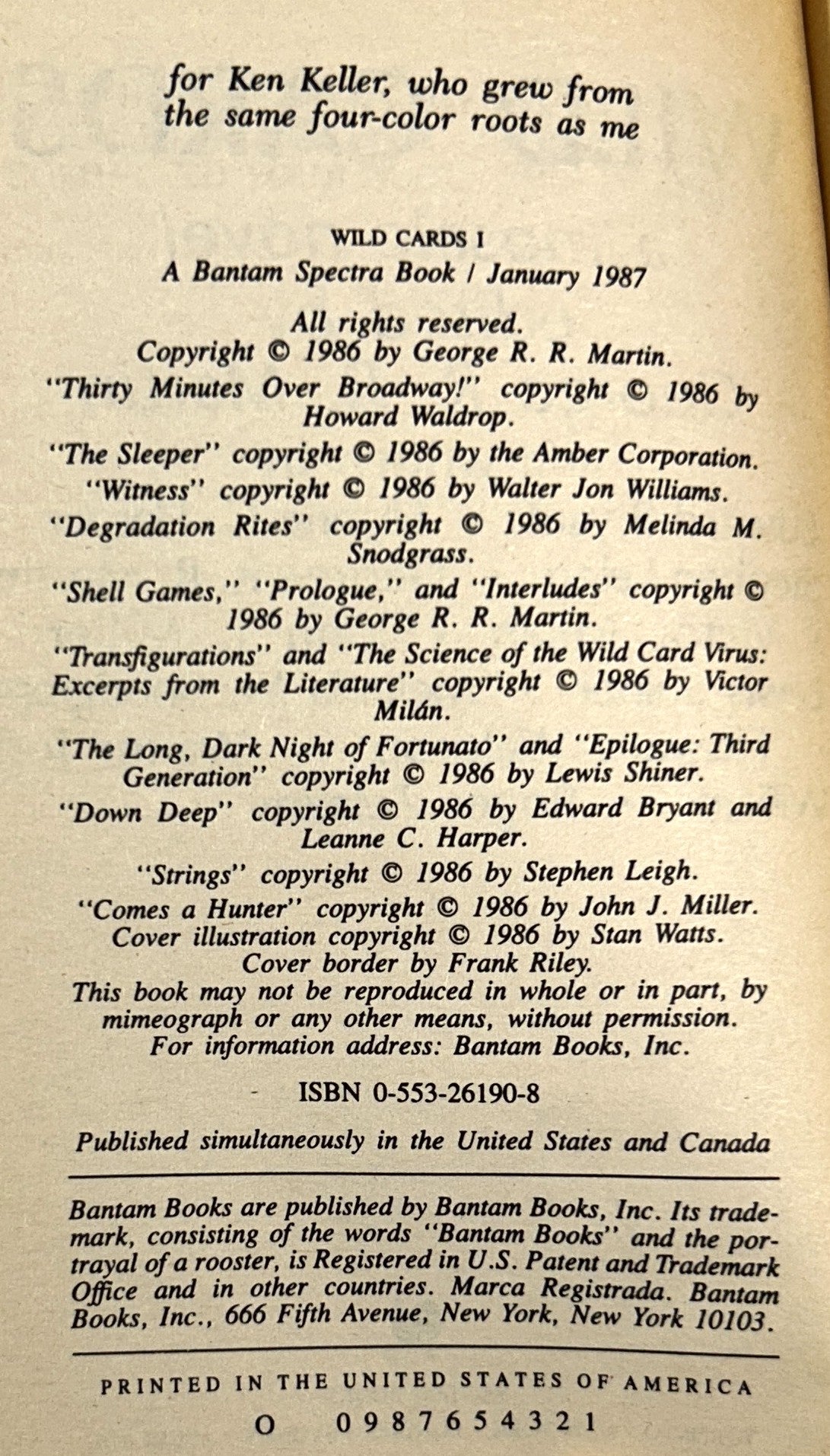 Set of 10 Wild Cards edited by George RR Martin 1987-1992