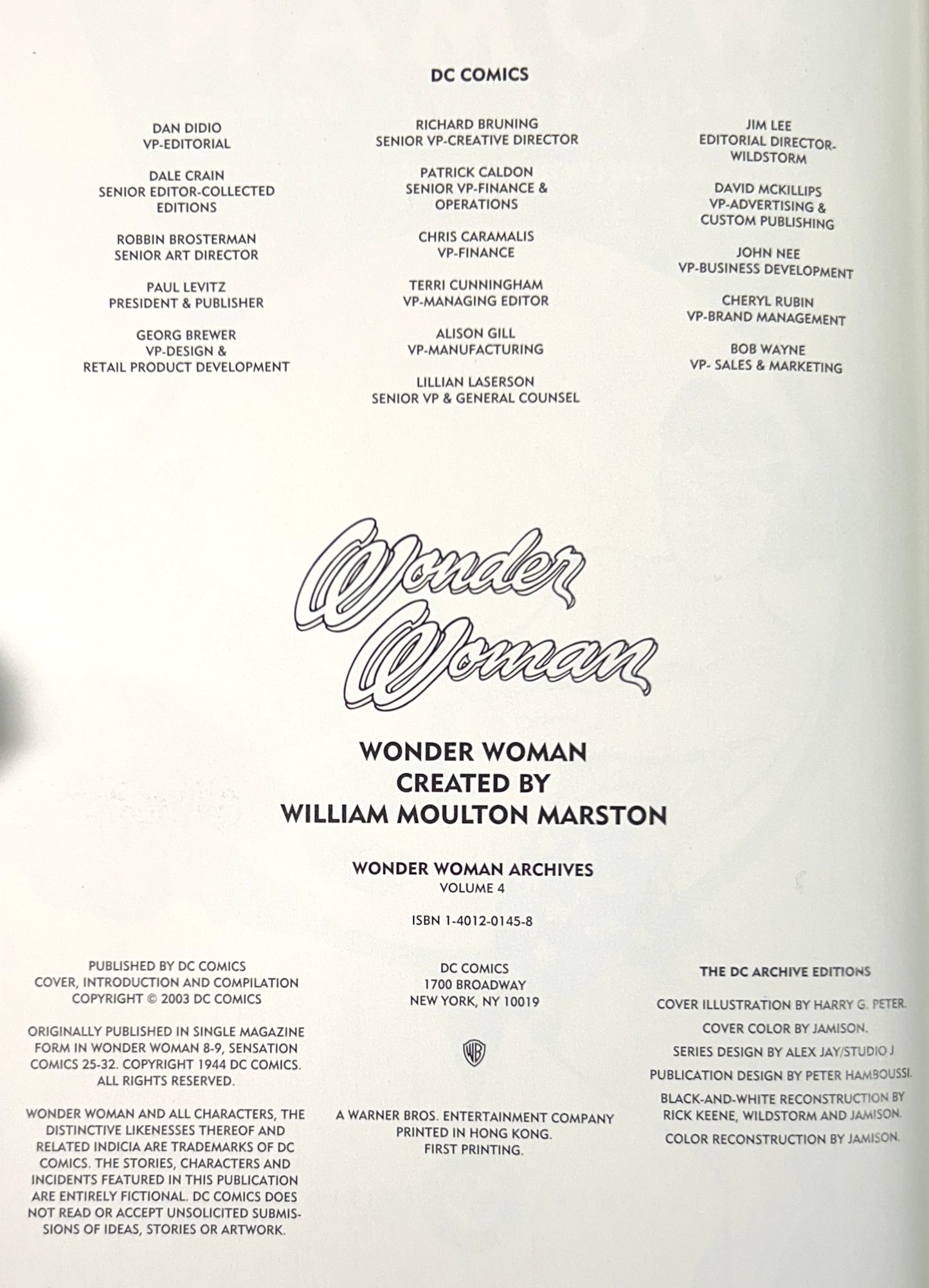 DC Archives: Set of 3 Wonder Woman by William Moulton Marston & HG Peter 1998-2003