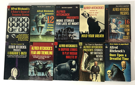 Lot of 10 Vintage Alfred Hitchcock Paperbacks 1962-1965