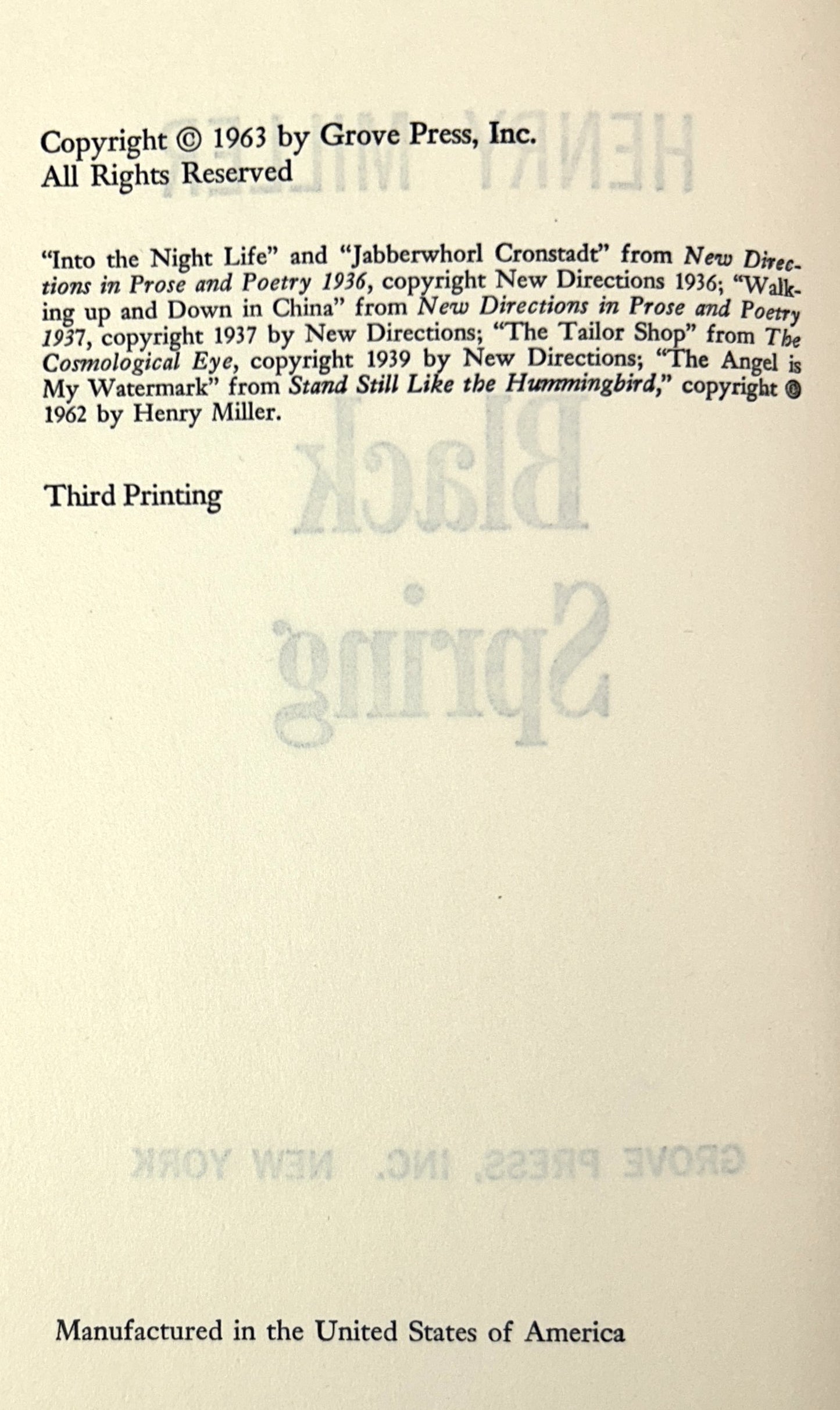 Grove Press: Set of 3 Henry Miller 1961-1963 3rd Printing