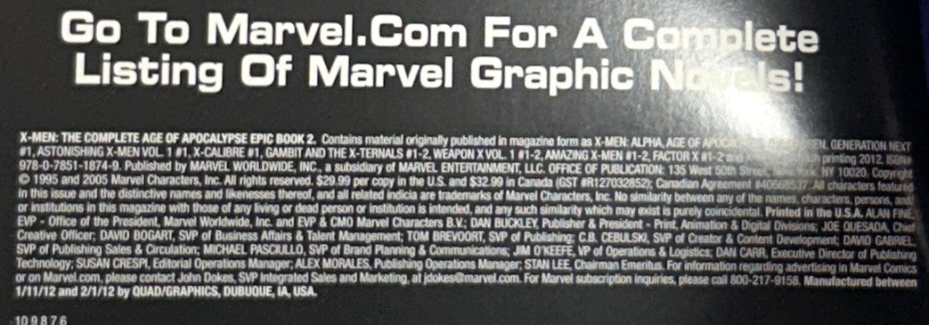 Marvel: Set of 3 X-Men: The Complete Age of Apocalypse Epic 2005