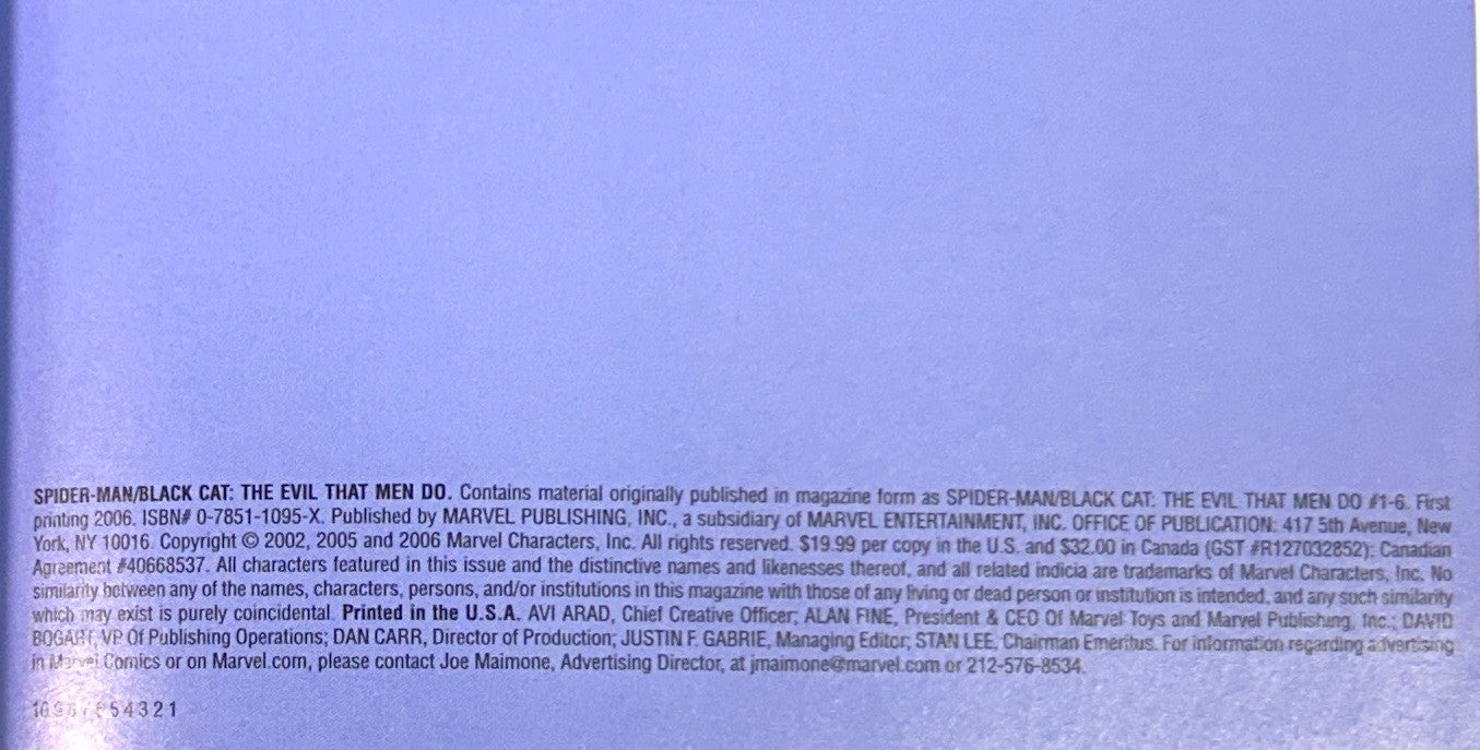 Marvel: Spider-Man and the Black Cat 2006 Premiere Edition 1st Printing