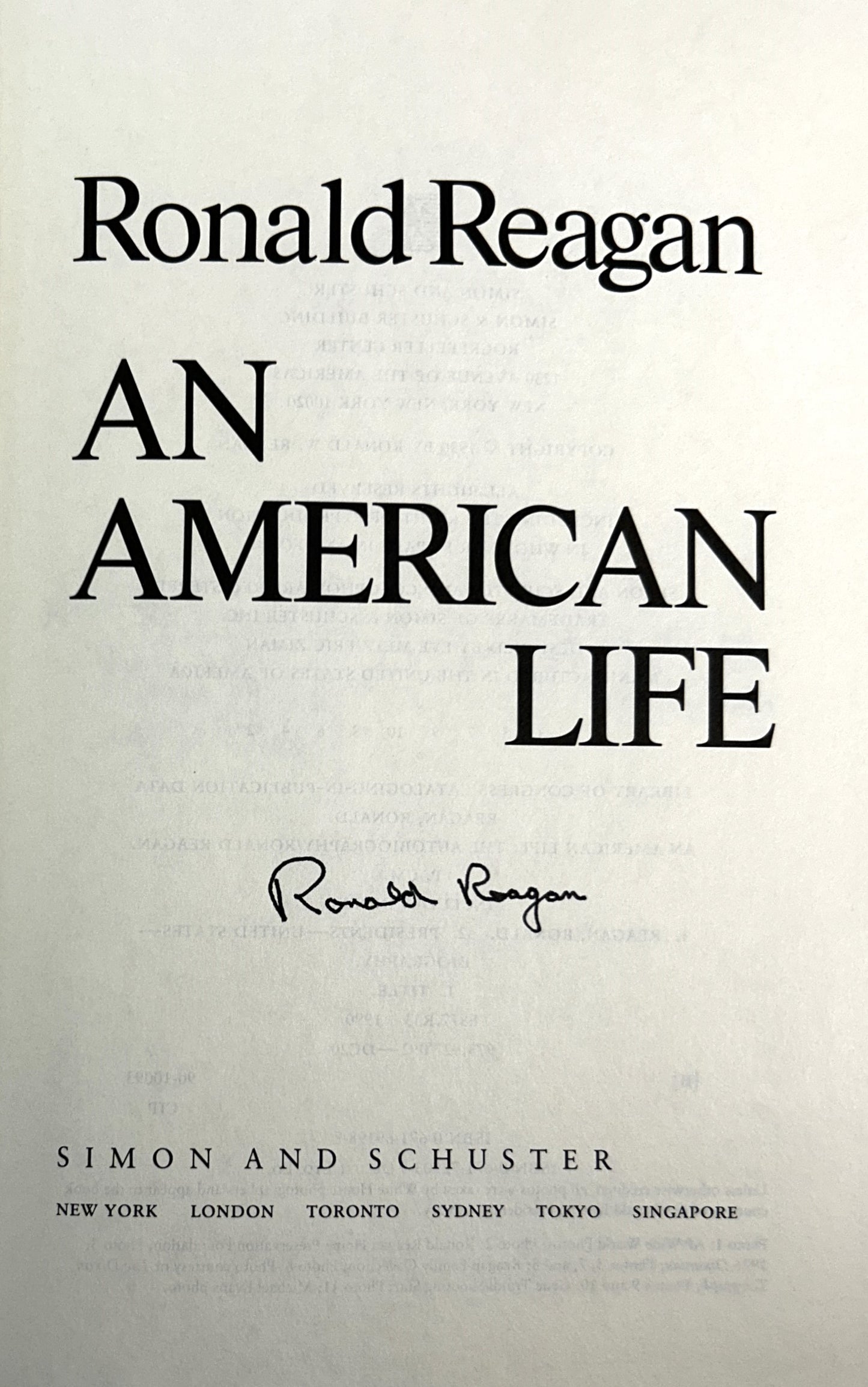 American Life: The Autobiography by Ronald Reagan 1990 SIGNED 1st Edition