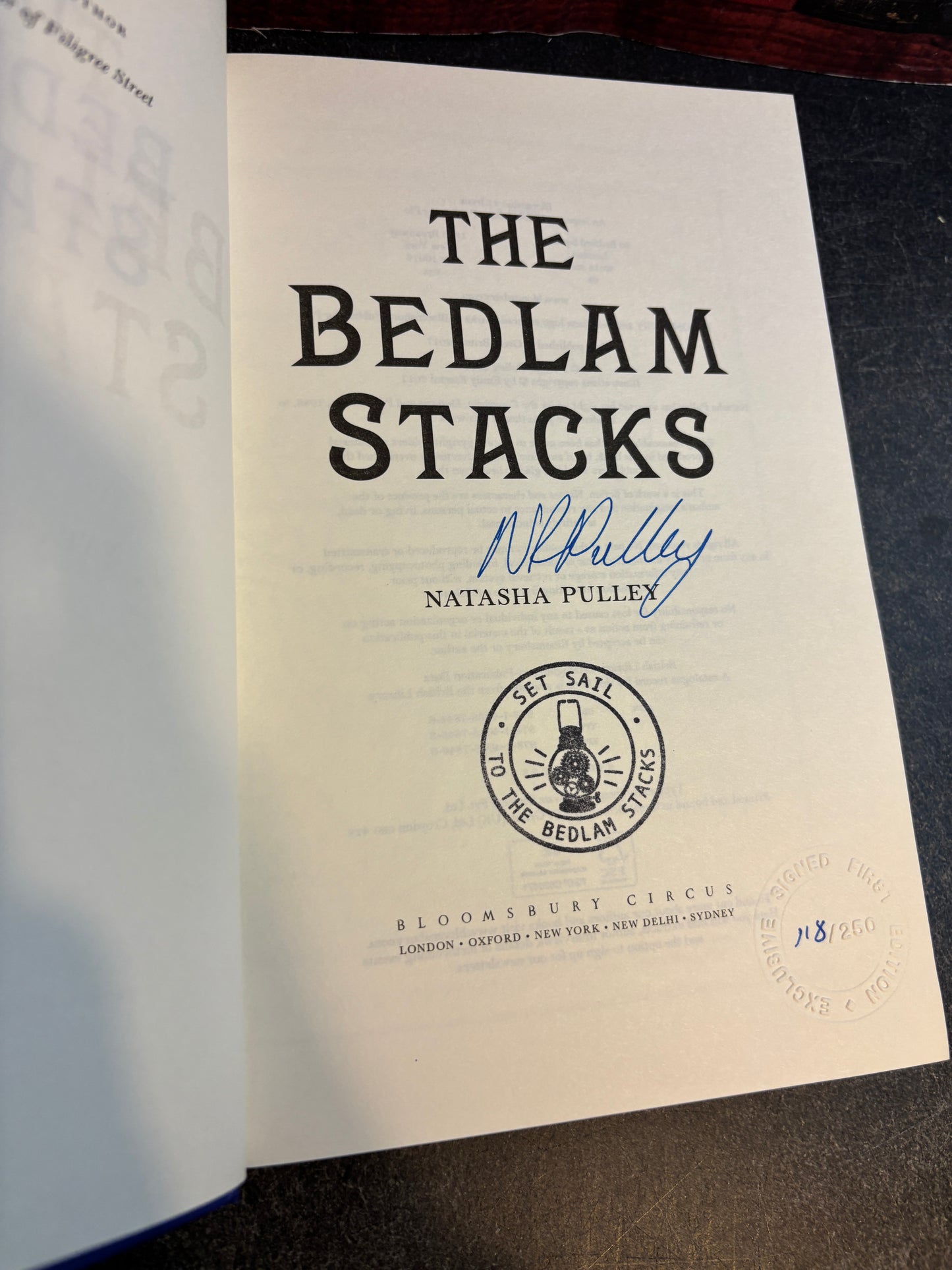 The Bedlam Stacks by Natasha Pulley SIGNED Limited #118/250 1st Edition 2017 Hardcover