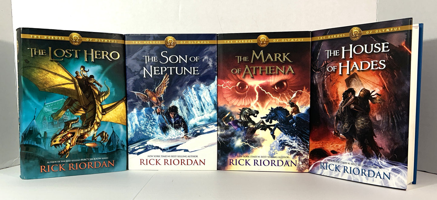 Set of 4 Heroes of Olympus by Rick Riordan 2010-2013 1st Editions #1 SIGNED