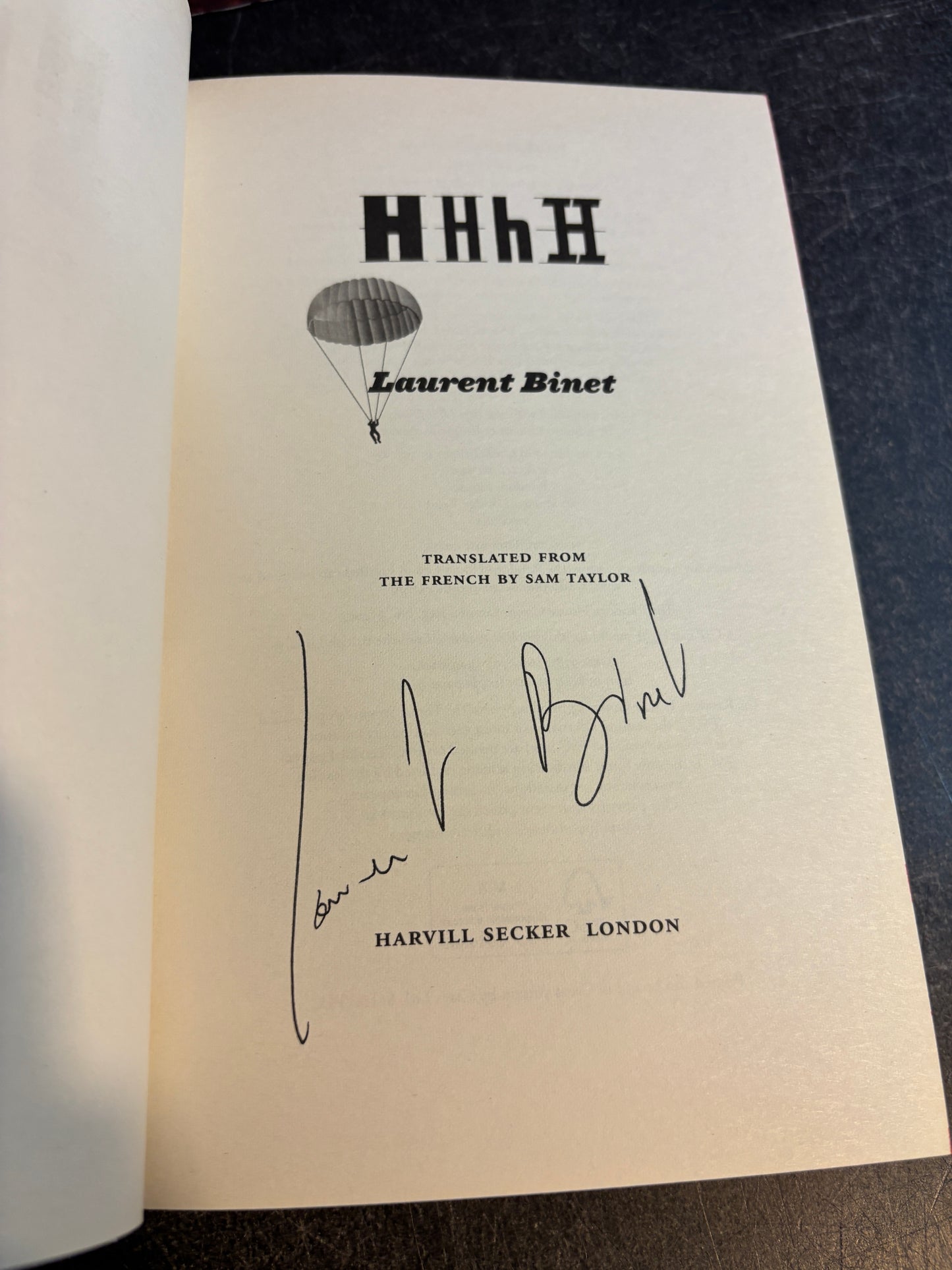 HHhH by Laurent Binet SIGNED 1st Edition UK w/ Sprayed Edges 2012 Hardcover