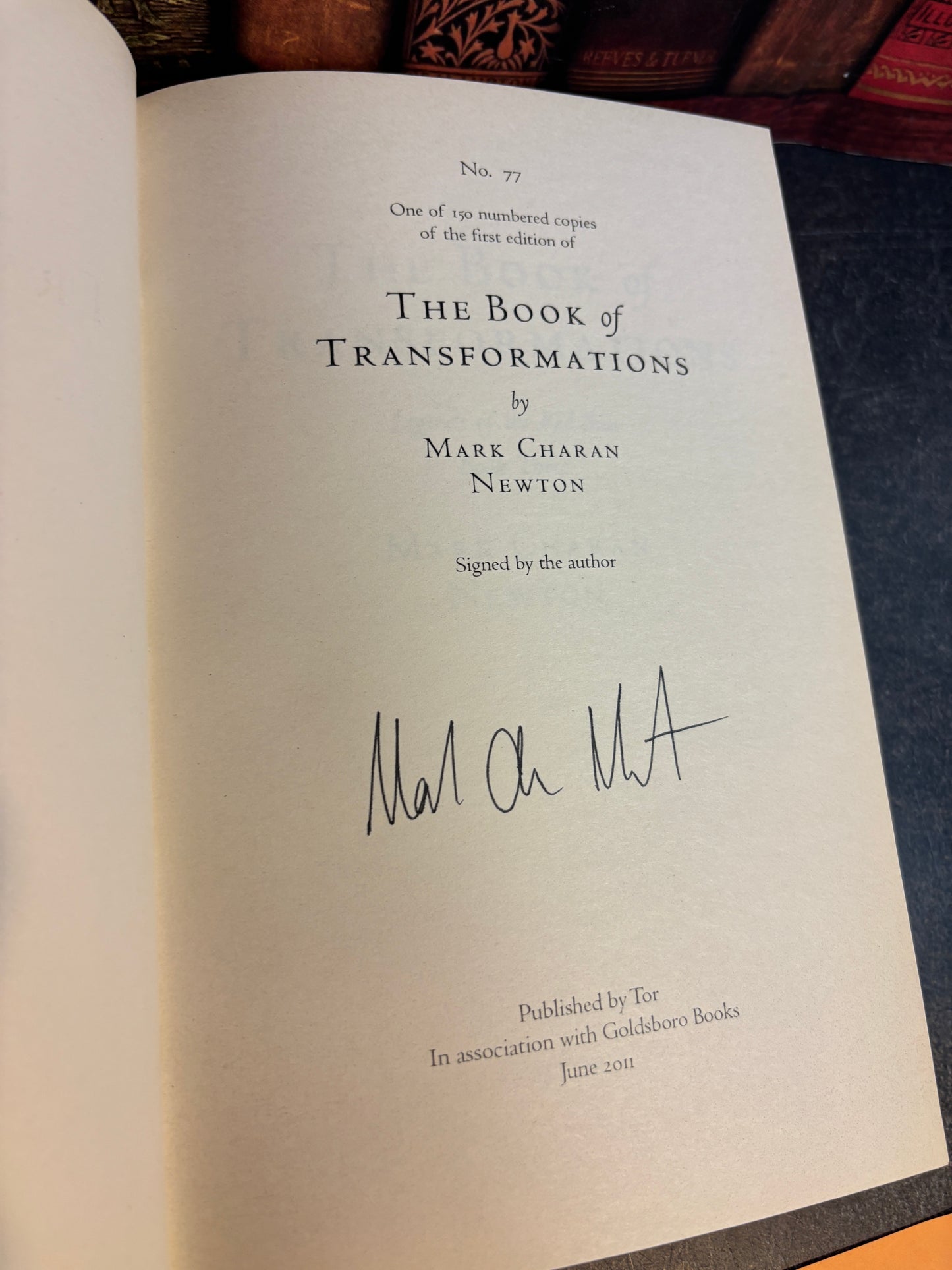The Book of Transformations by Mark Charan Newton SIGNED Limited Edition #77/150 Goldsboro UK 1st Edition