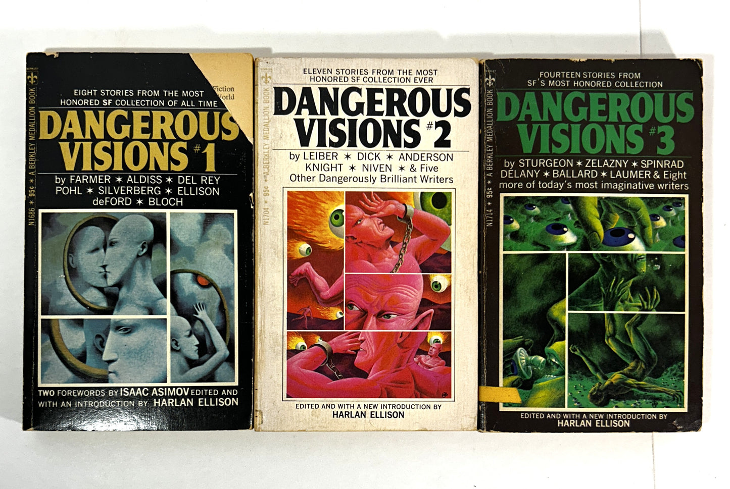 Set of 3 Dangerous Visions edited by Harlan Ellison 1969