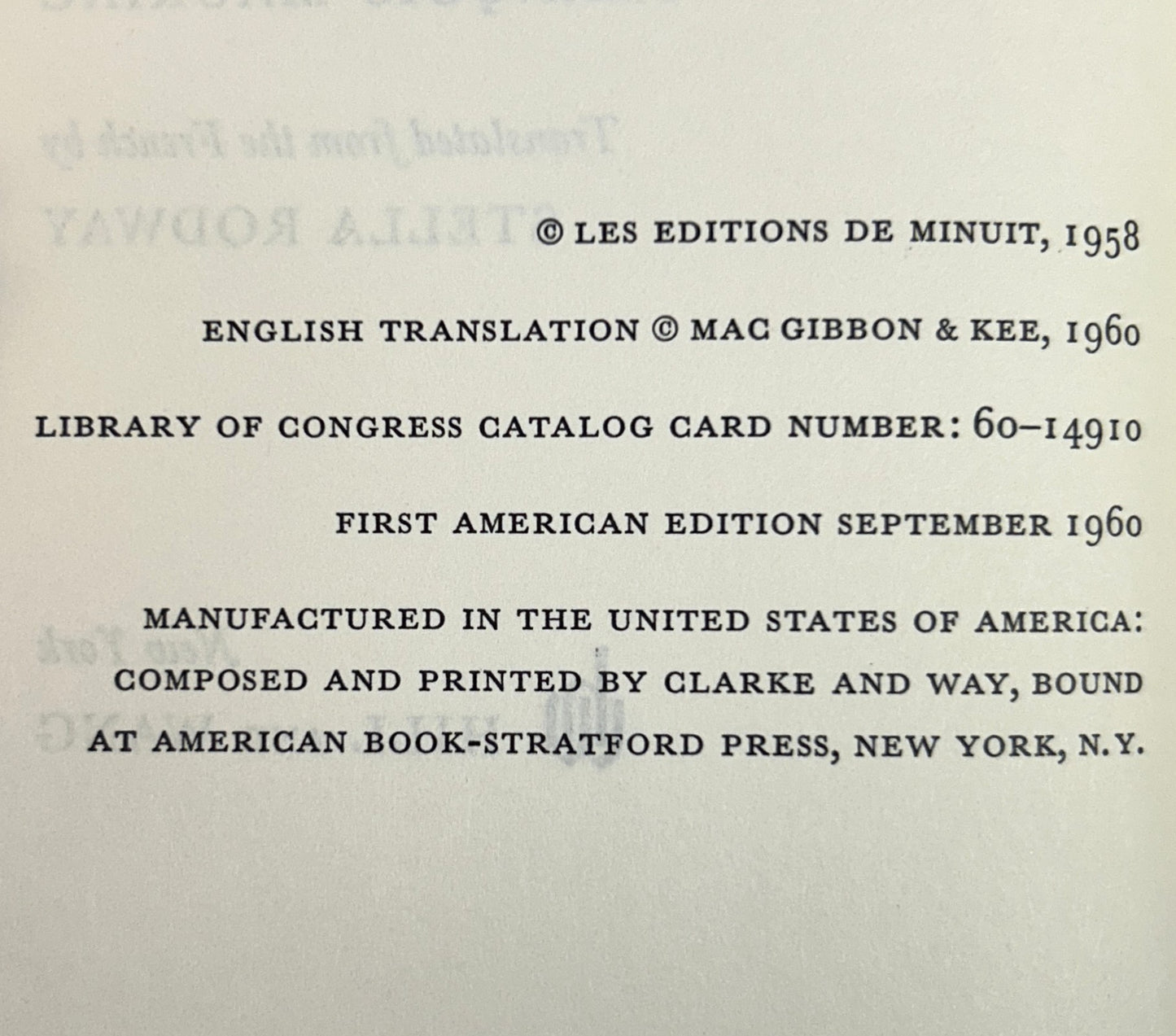 Night by Elie Wiesel 1960 1st Edition