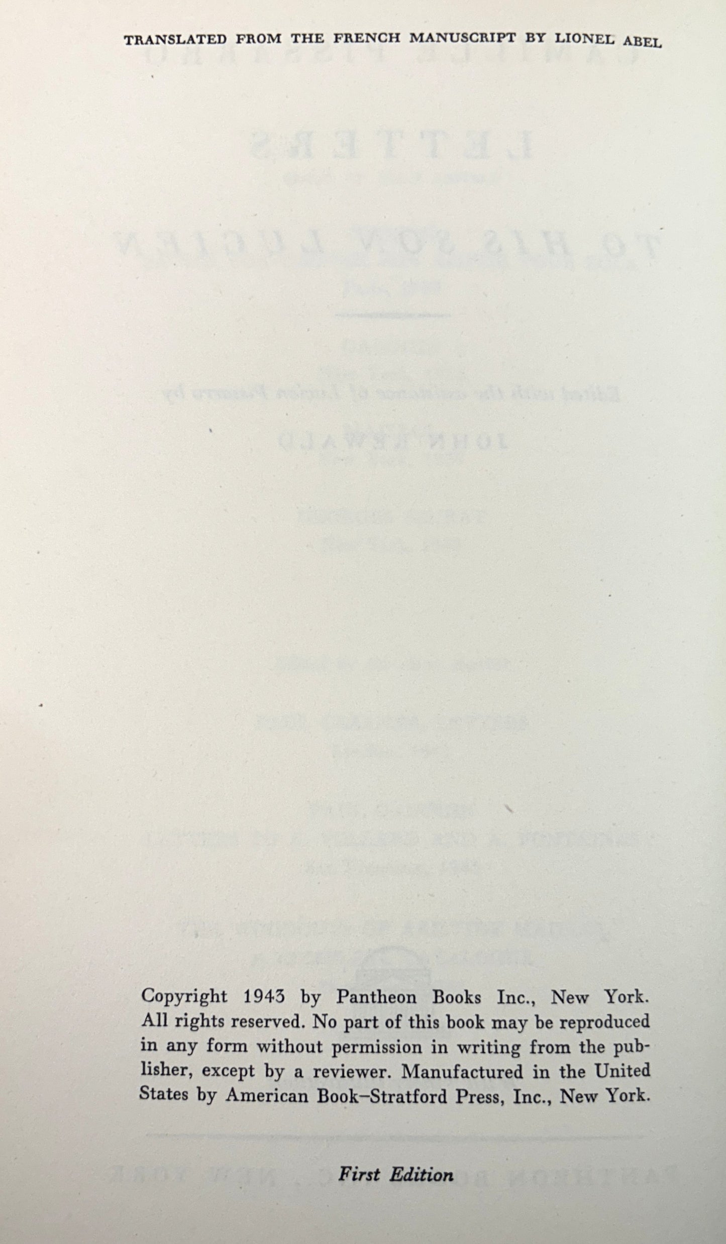 Camille Pissarro: Letters to His Son Lucien by John Rewald 1943 1st Edition