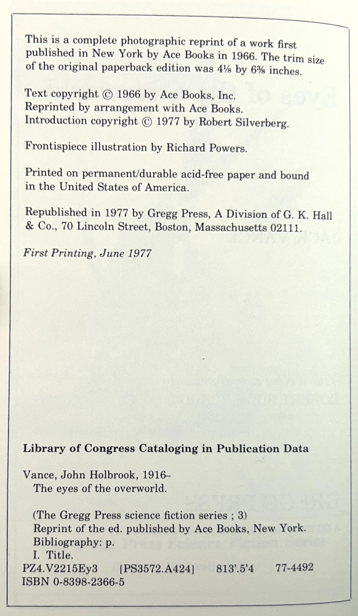 Eyes of the Overworld 1977 1st Edition