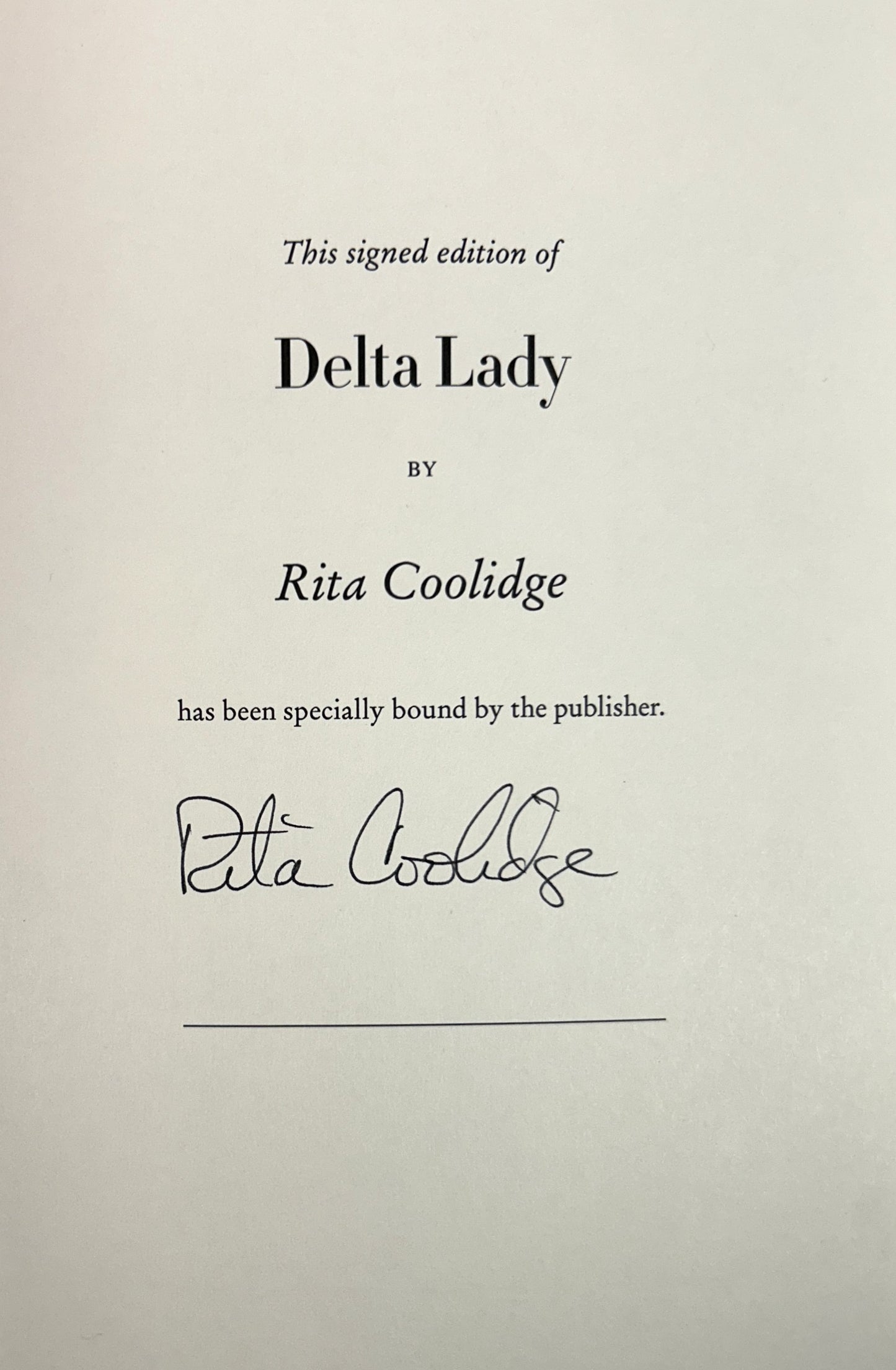 Delta Lady: A Memoir by Rita Coolridge & Michael Walker SIGNED