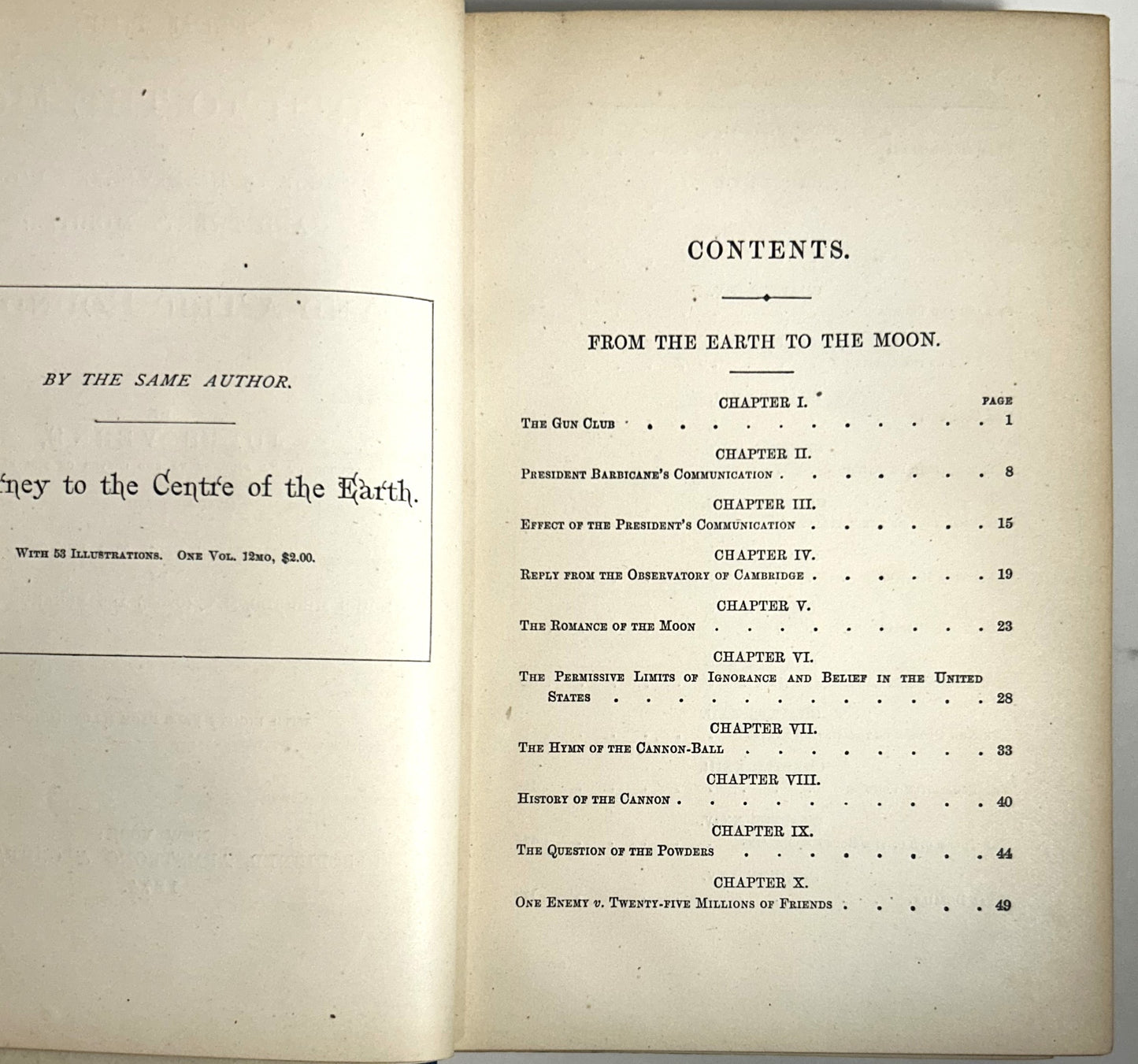 From Earth to the Moon by Jules Verne 1874 Hardcover 1st US Edition Fully Illustrated