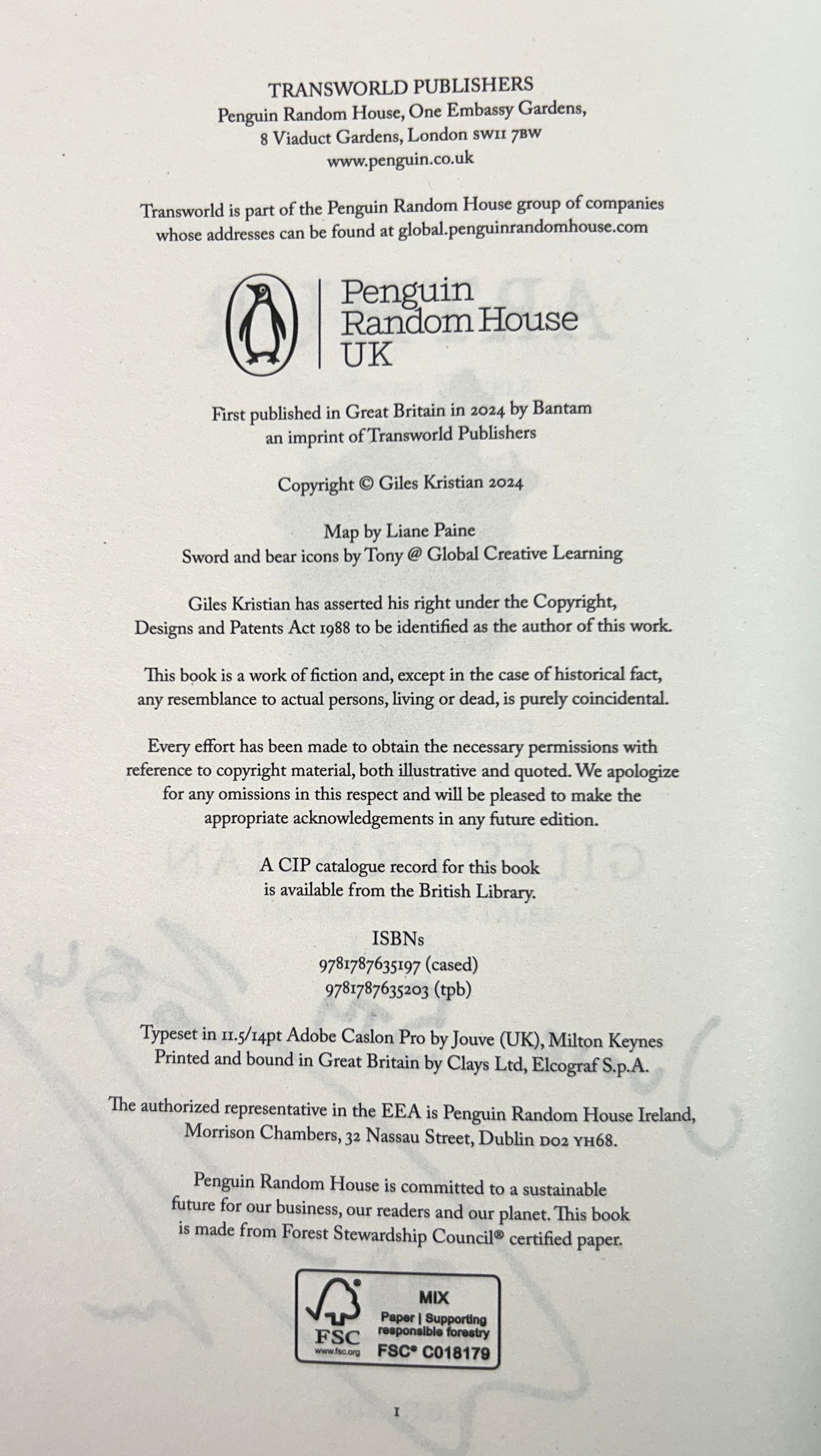 Arthur by Giles Kristian 2024 SIGNED 1st Edition