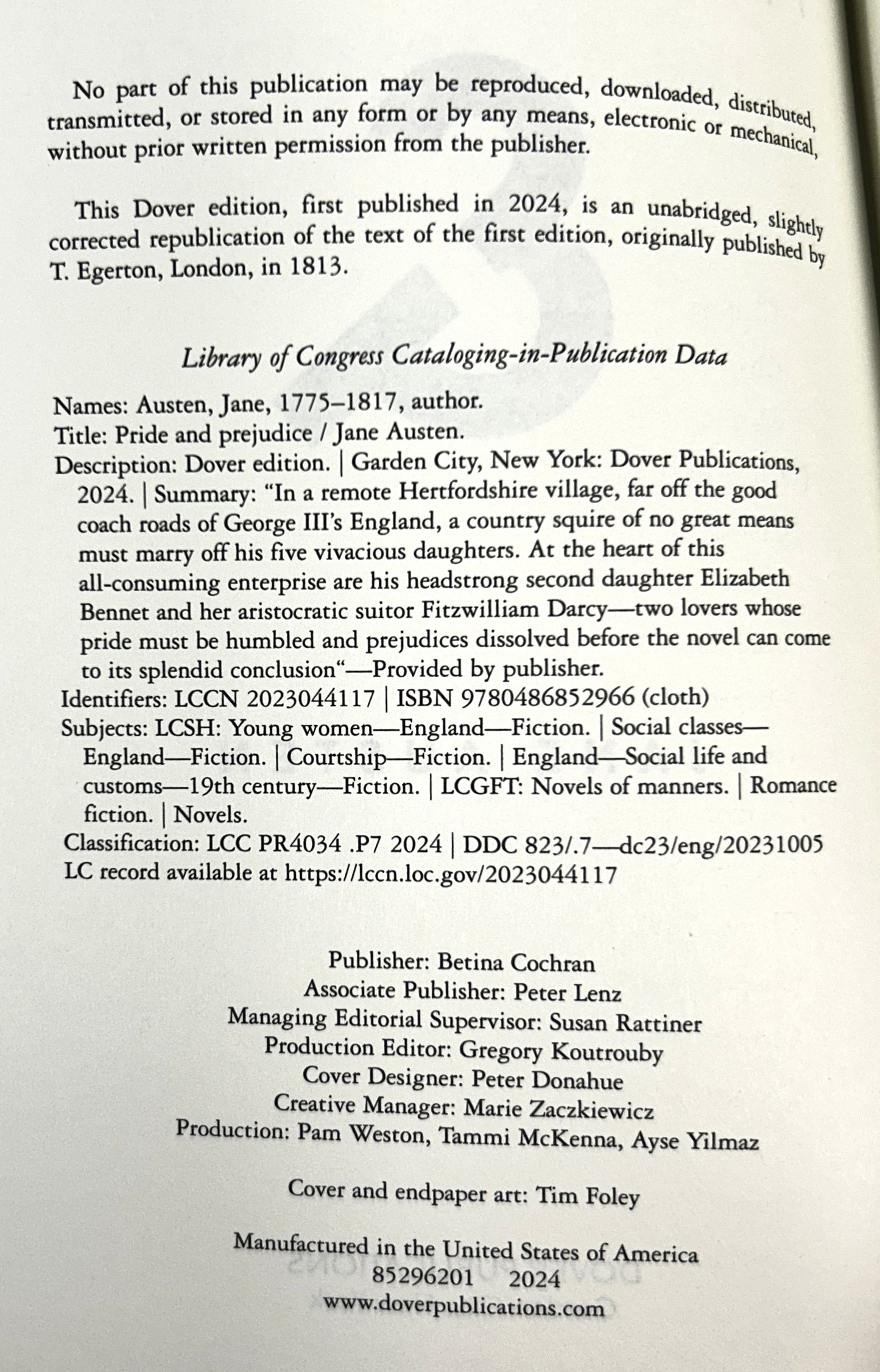 Pride & Prejudice by Jane Austen 2024