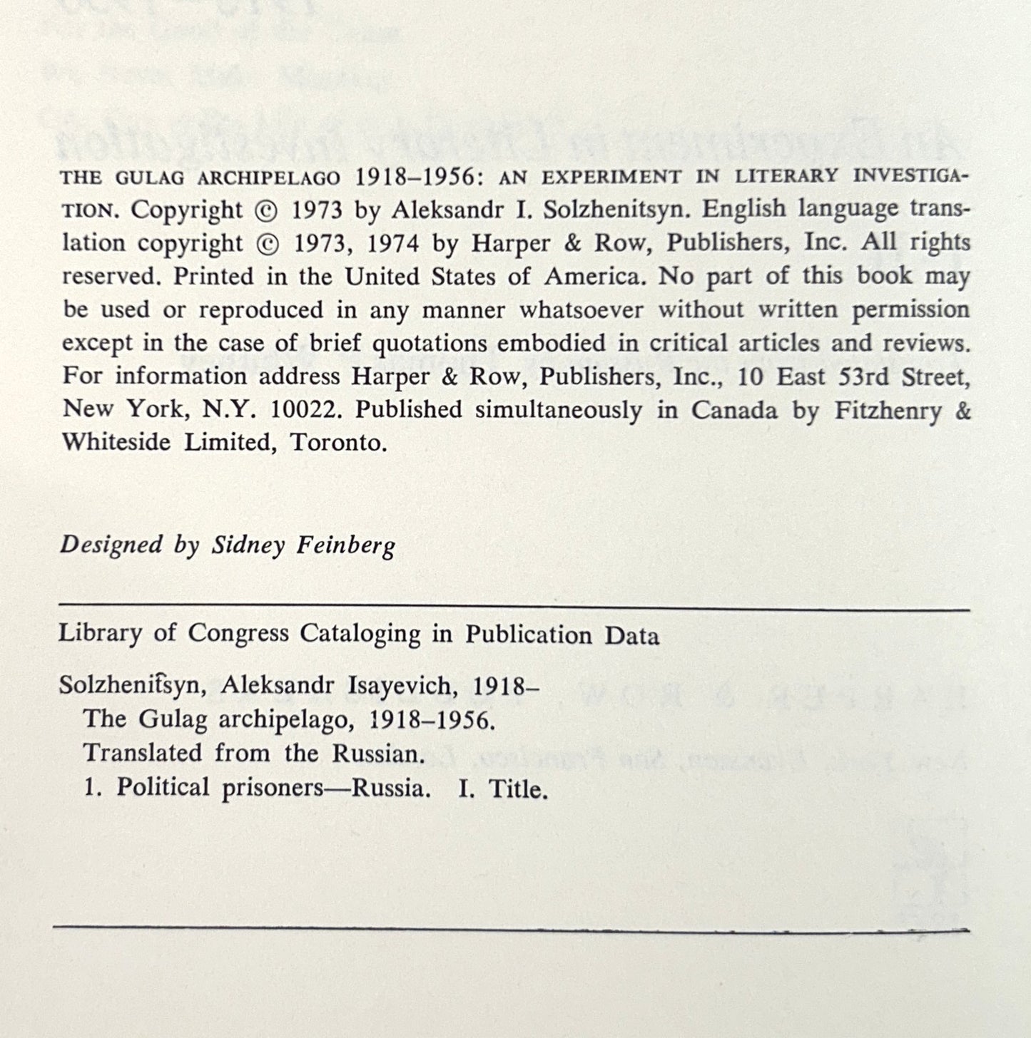 Set of 2 The Gulag Archipelago by Aleksandr Solzhenitsyn 1974-1975