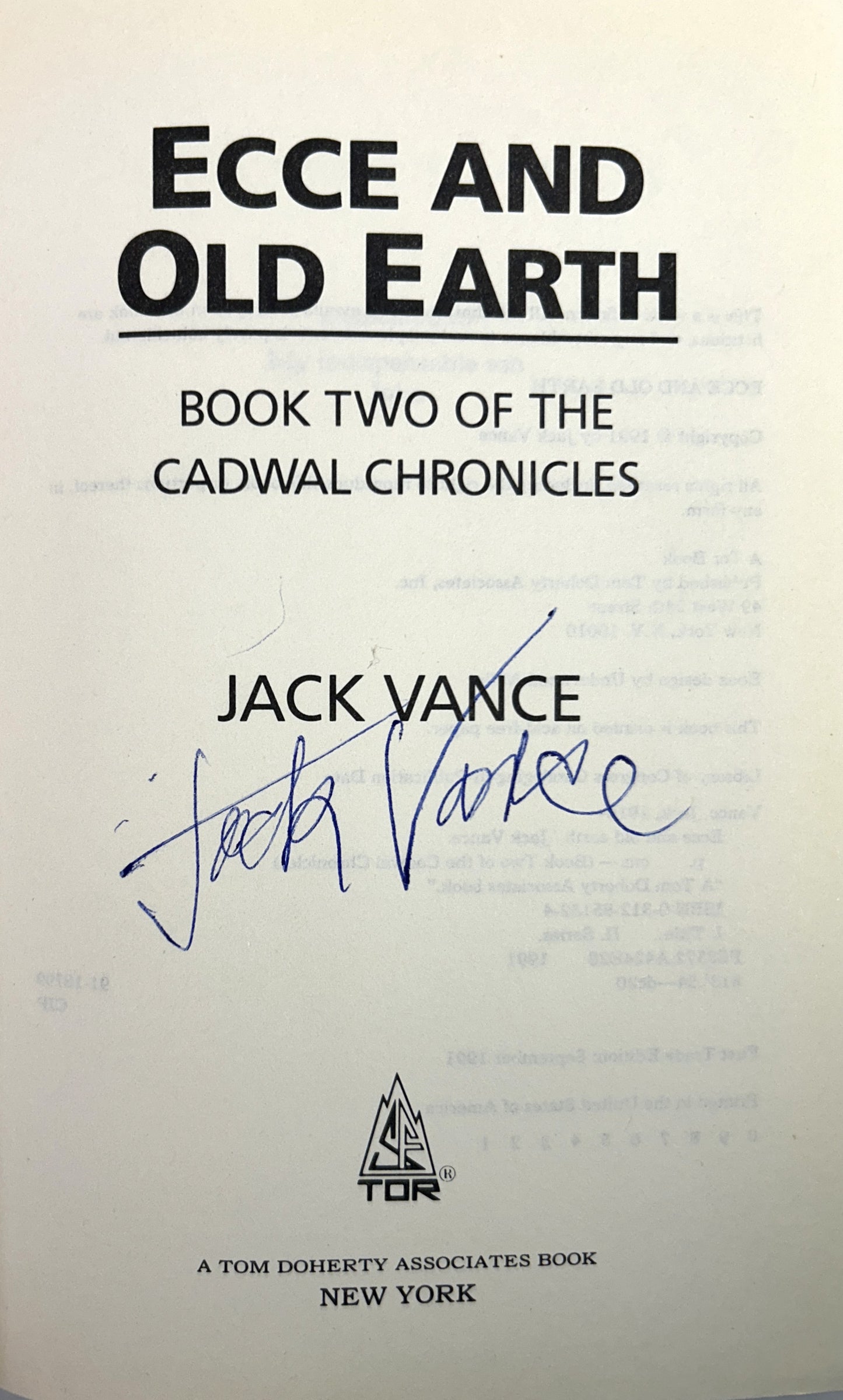 Ecce and Old Earth by Jack Vance 1991 SIGNED 1st Edition