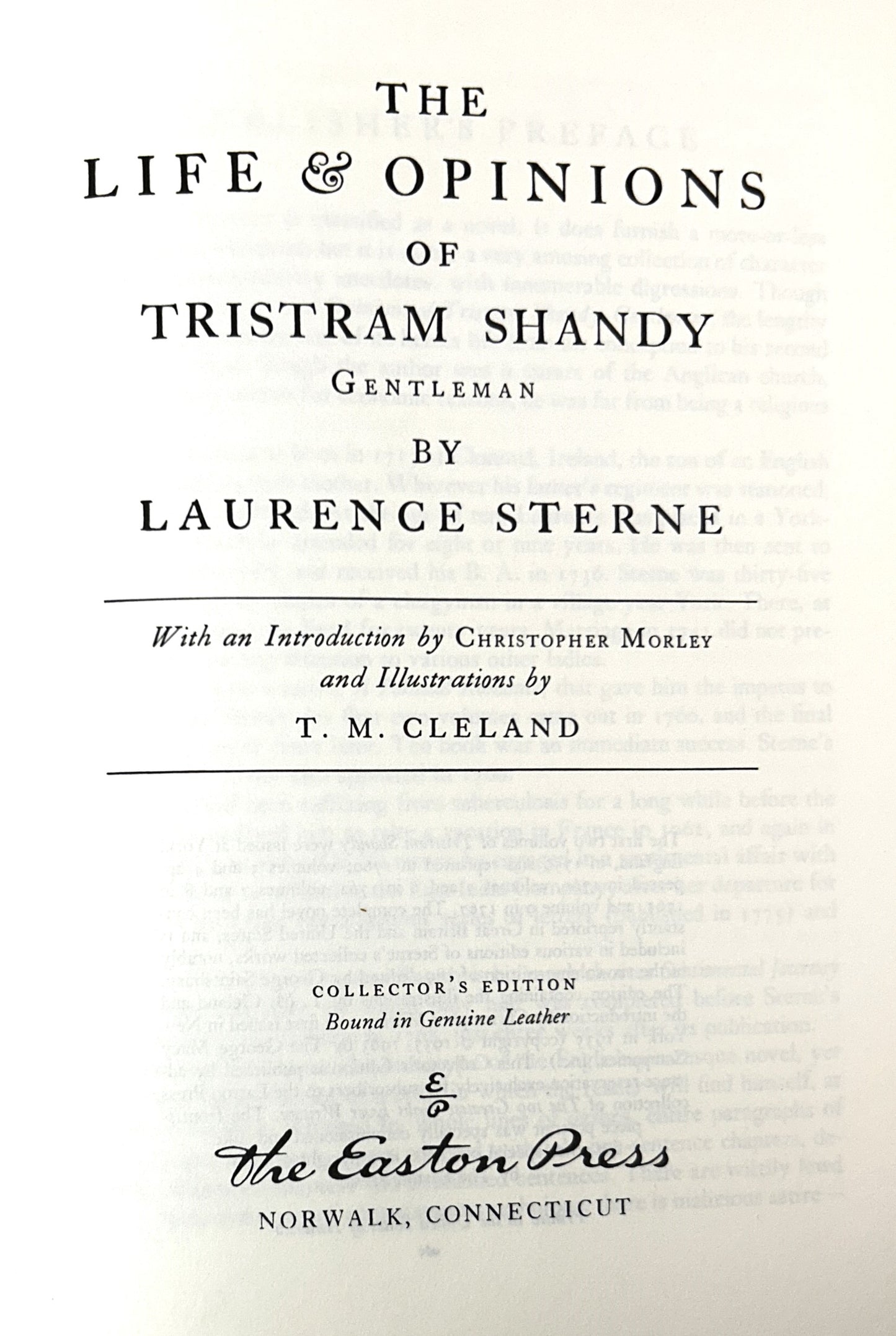 Easton Press: Tristram Shandy by Laurence Sterne 1980 Collector's Edition