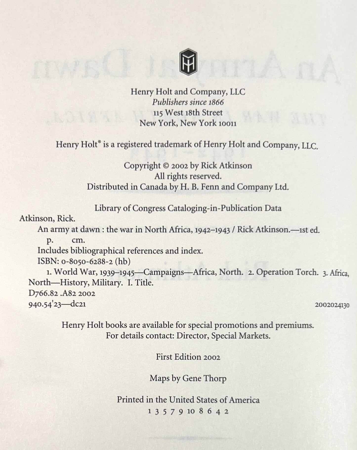 Complete Liberation Trilogy by Rick Atkinson 2002-2017 1st Editions