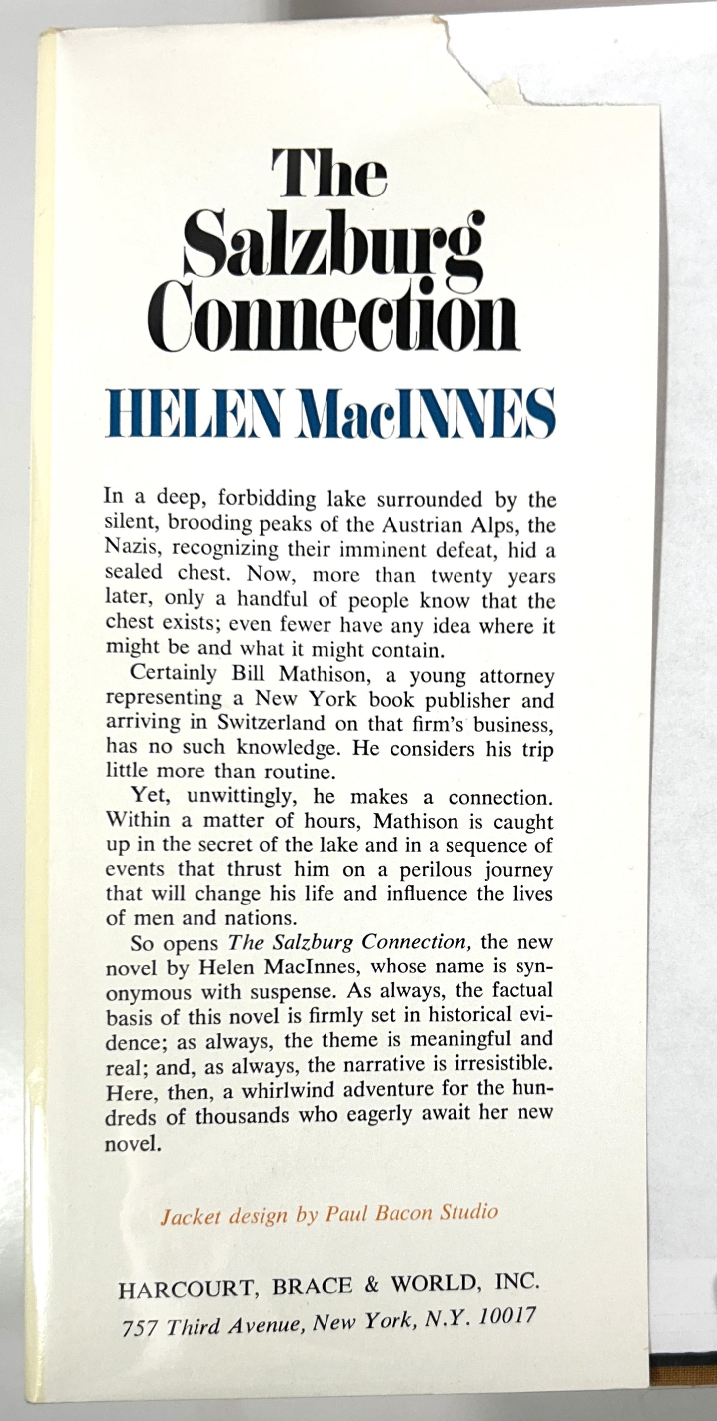 The Salzburg Connection by Helen MacInnes 1968 1st Edition