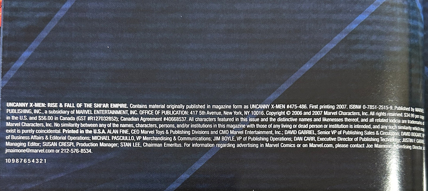 Marvel: Uncanny X-Men: Rise & Fall of the Shi'ar Empire 2007 1st Printing