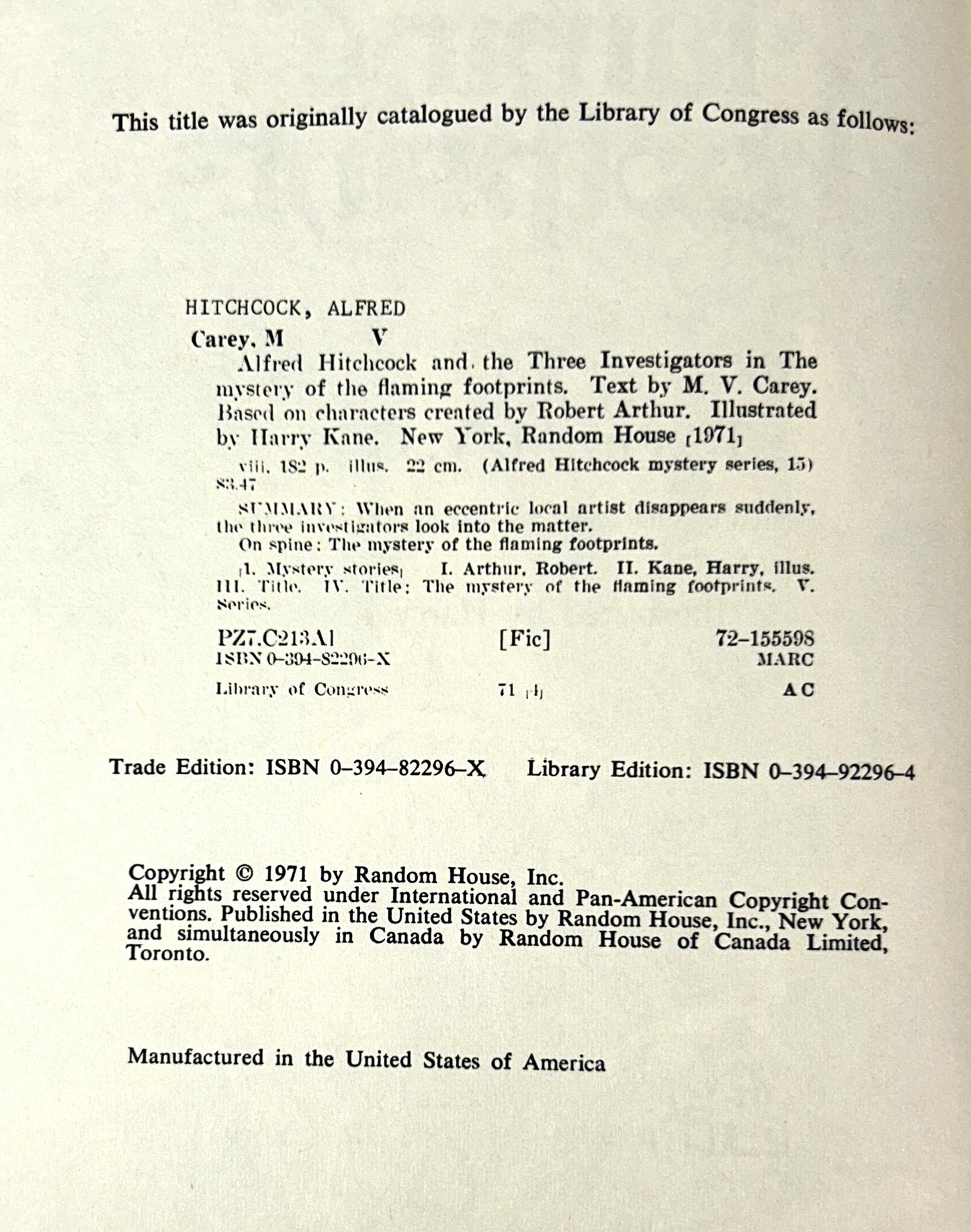 The Mystery of the Flaming Footprints (Alfred Hitchcock & the Three Investigators #15) stated 1971 Later Print