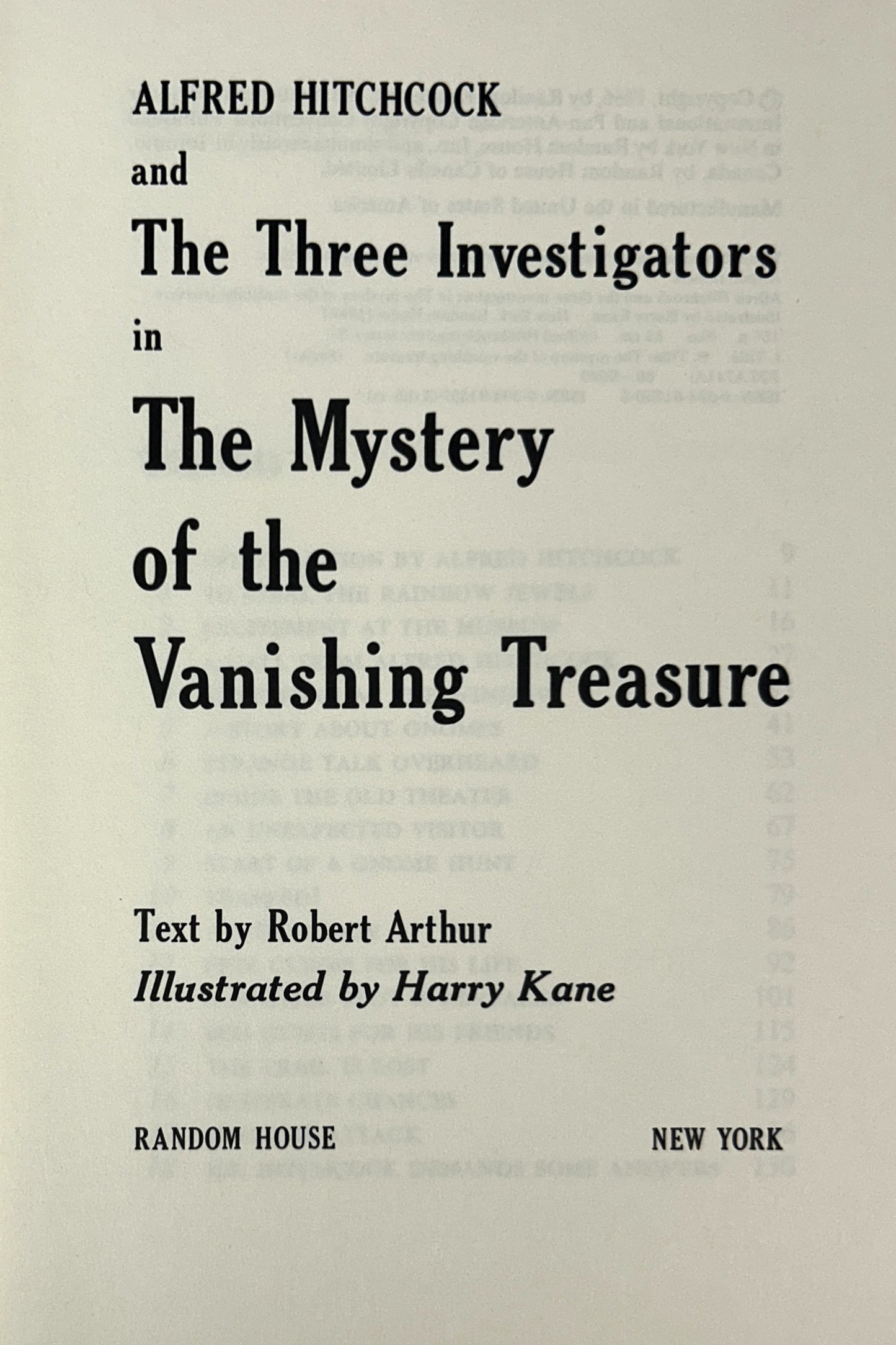 The Mystery of the Vanishing Treasure (Alfred Hitchcock & the Three Investigators #5) stated 1966 Later Print