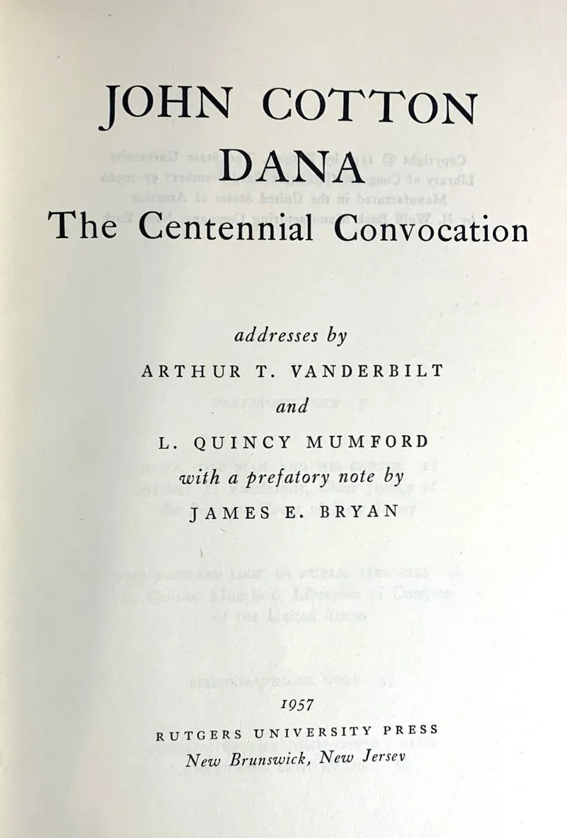 The Centennial Convocation by John Cotton Dana 1957 Vintage