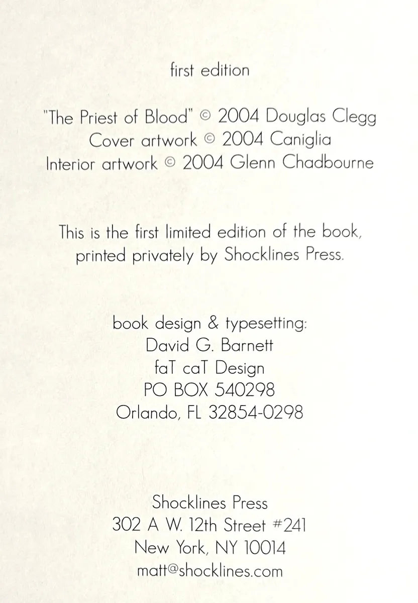 The Priest of Blood by Douglas Clegg 2004 SIGNED Limited Edition #342